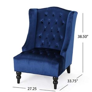 Christopher Knight Home Toddman High-Back Velvet Club Chair, Navy Blue