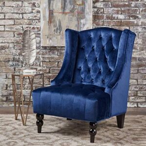 Christopher Knight Home Toddman High-Back Velvet Club Chair, Navy Blue