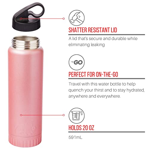 Silver Buffalo Double Walled Vacuum Insulated Stainless Steel Water Bottle, 20-ounce, Rose Gold