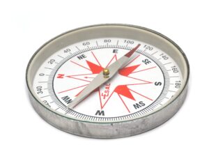 plotting compass, glass face, aluminum casing, 4" diameter, eisco labs