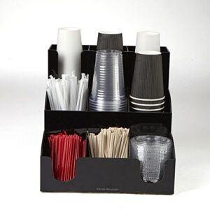 Mind Reader 9 Compartment Coffee Condiment and Accessories Organizer, Black