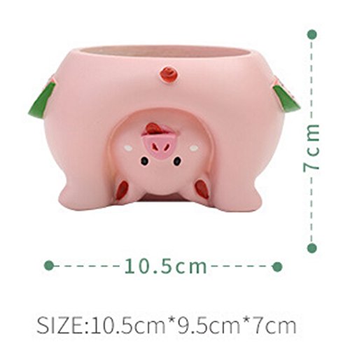 Youfui Cute Animal Flowerpot Animal Resin Succulent Planter Desk Mini Ornament (Pig)