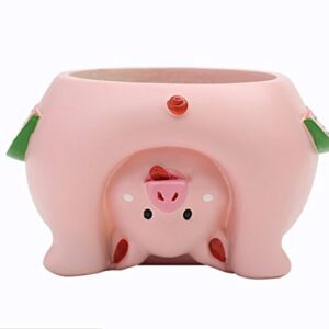 Youfui Cute Animal Flowerpot Animal Resin Succulent Planter Desk Mini Ornament (Pig)