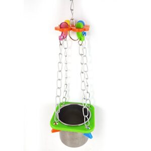 pet bird food feeding and drinking hanging cup stainless steel coop hanger cup and cup holder for parrot cage budgie (big)