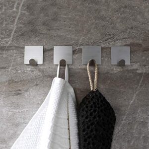 togu sus 304 stainless steel self adhesive hook heavy duty wall hooks nail-free waterproof stick on bathroom kitchen door for keys hats towel coats, brushed finish,4pcs