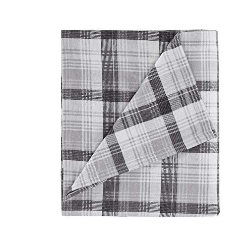 Woolrich Flannel 100% Cotton Sheet Set Warm Soft Bed Sheets with 14" Elastic Pocket, Cabin Lifestyle, Cold Season Cozy Bedding Set, Matching Pillow Case, Queen, Grey Plaid, 4 Piece