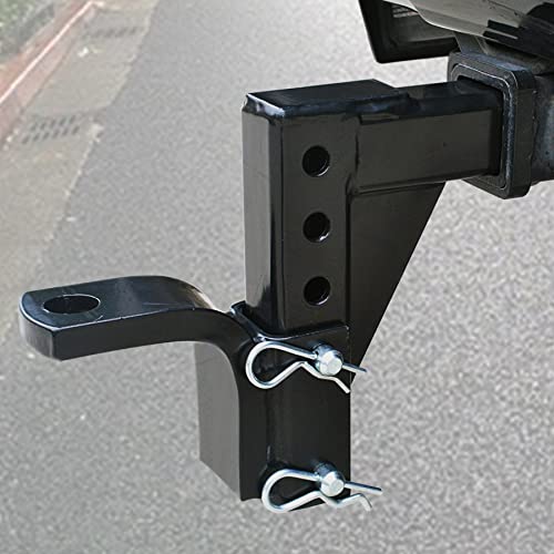 OMT Trailer Hitch Ball Mount with 2.5 Ton Towing Capacity, Class 3 Tow Hitch with 1" Hole and Pins for 2" Receiver Pickups Vans SUVs, Adjustable Drop Hitch for Trailers Campers Boats More