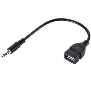 warmstor 3.5mm (1/8 inch) aux audio plug male to usb 2.0 female otg adapter converter cable for playing music with u-disk in your car