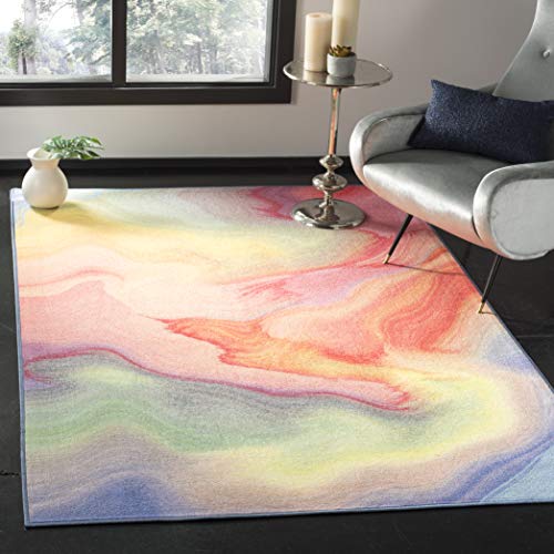 SAFAVIEH Paint Brush Collection Area Rug - 5'5" x 7'6", Fuchsia & Yellow, Non-Shedding Machine Washable & Slip Resistant Ideal for High Traffic Areas in Living Room, Bedroom (PTB123A)