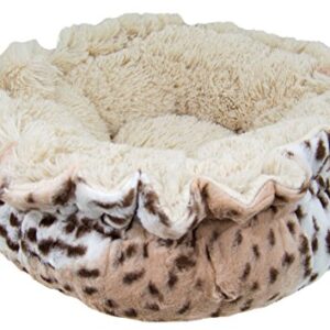 Bessie and Barnie Ultra Plush Aspen Snow Leopard/Blondie Shag Deluxe Dog/Pet Lily Pod Bed