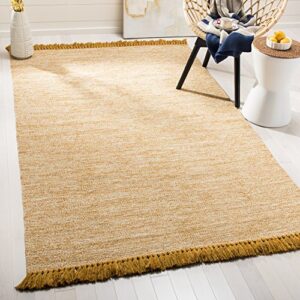 safavieh montauk collection accent rug - 3' x 5', gold, handmade tassel cotton, ideal for high traffic areas in entryway, living room, bedroom (mtk610i)