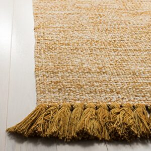 SAFAVIEH Montauk Collection Accent Rug - 3' x 5', Gold, Handmade Tassel Cotton, Ideal for High Traffic Areas in Entryway, Living Room, Bedroom (MTK610I)