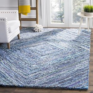 safavieh nantucket collection area rug - 8' x 10', blue, handmade boho cotton, ideal for high traffic areas in living room, bedroom (nan216a)