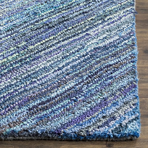 SAFAVIEH Nantucket Collection Area Rug - 8' x 10', Blue, Handmade Boho Cotton, Ideal for High Traffic Areas in Living Room, Bedroom (NAN216A)