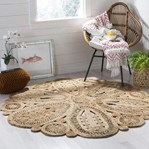 safavieh natural fiber collection area rug - 3' round, natural, handmade boho charm farmhouse jute, ideal for high traffic areas in living room, bedroom (nf360a)