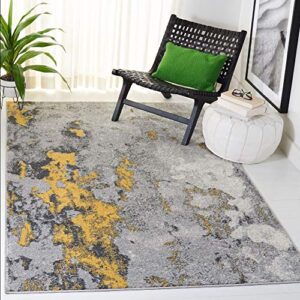 safavieh adirondack collection accent rug - 3' x 5', grey & yellow, modern abstract design, non-shedding & easy care, ideal for high traffic areas in entryway, living room, bedroom (adr134h)