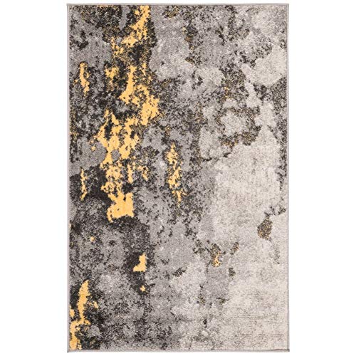 SAFAVIEH Adirondack Collection Accent Rug - 3' x 5', Grey & Yellow, Modern Abstract Design, Non-Shedding & Easy Care, Ideal for High Traffic Areas in Entryway, Living Room, Bedroom (ADR134H)