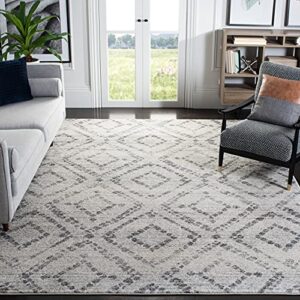 safavieh adirondack collection area rug - 6' square, light grey & grey, modern diamond distressed design, non-shedding & easy care, ideal for high traffic areas in living room, bedroom (adr131c)