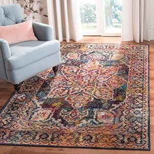 safavieh crystal collection area rug - 8' x 10', navy & light blue, medallion distressed design, non-shedding & easy care, ideal for high traffic areas in living room, bedroom (crs513h)
