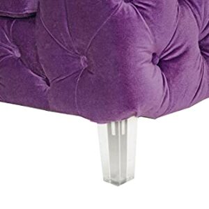 Iconic Home Modern Contemporary Tufted Velvet Down-Mix Cushons Acrylic Leg Sofa, Purple