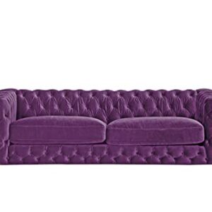 Iconic Home Modern Contemporary Tufted Velvet Down-Mix Cushons Acrylic Leg Sofa, Purple