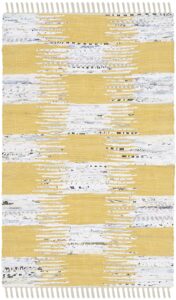 safavieh montauk collection accent rug - 2'6" x 4', yellow & multi, handmade fringe cotton, ideal for high traffic areas in entryway, living room, bedroom (mtk721a)