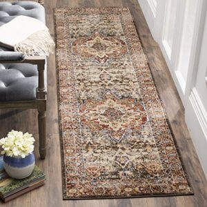 safavieh bijar collection runner rug - 2'3" x 6', brown & rust, traditional oriental distressed design, non-shedding & easy care, ideal for high traffic areas in living room, bedroom (bij652d)