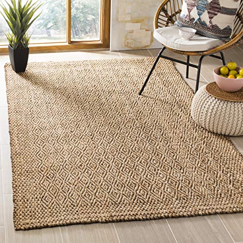 SAFAVIEH Natural Fiber Collection Accent Rug - 3' x 5', Natural & Brown, Handmade Boho Farmhouse Fringe Jute, Ideal for High Traffic Areas in Entryway, Living Room, Bedroom (NF183A)