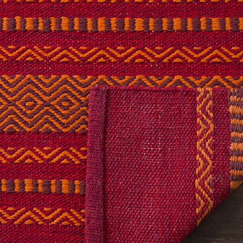 SAFAVIEH Montauk Collection Accent Rug - 3' x 5', Orange & Red, Handmade Flat Weave Cotton, Ideal for High Traffic Areas in Entryway, Living Room, Bedroom (MTK215A)