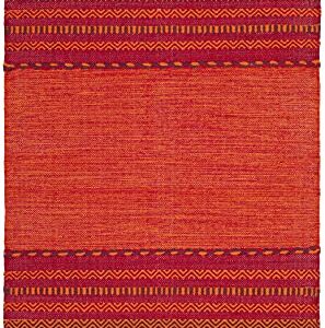 SAFAVIEH Montauk Collection Accent Rug - 3' x 5', Orange & Red, Handmade Flat Weave Cotton, Ideal for High Traffic Areas in Entryway, Living Room, Bedroom (MTK215A)