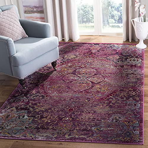 SAFAVIEH Crystal Collection Accent Rug - 4' x 6', Fuchsia & Purple, Distressed Design, Non-Shedding & Easy Care, Ideal for High Traffic Areas in Entryway, Living Room, Bedroom (CRS512S)