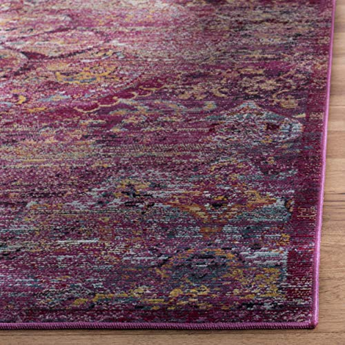 SAFAVIEH Crystal Collection Accent Rug - 4' x 6', Fuchsia & Purple, Distressed Design, Non-Shedding & Easy Care, Ideal for High Traffic Areas in Entryway, Living Room, Bedroom (CRS512S)