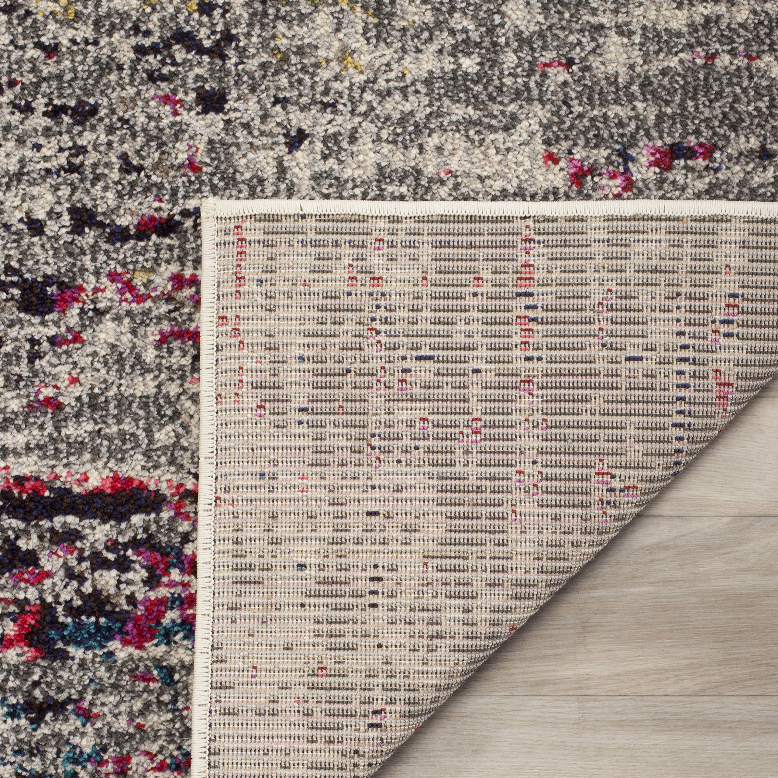 SAFAVIEH Monaco Collection Runner Rug - 2'2" x 8', Grey & Ivory, Modern Boho Abstract Distressed Design, Non-Shedding & Easy Care, Ideal for High Traffic Areas in Living Room, Bedroom (MNC209T)