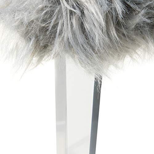 Iconic Home Trento Modern Contemporary Faux Fur Acrylic Leg Bench, Grey