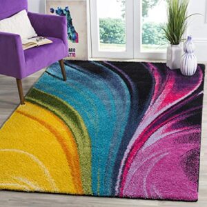 safavieh fiesta shag collection 8' x 10' multi fsg372m modern abstract non-shedding living room bedroom dining room entryway kids area rug