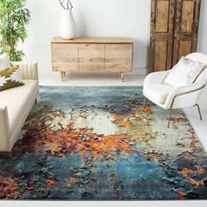 safavieh glacier collection area rug - 9' x 12', blue & multi, modern abstract design, non-shedding & easy care, ideal for high traffic areas in living room, bedroom (gla125b)