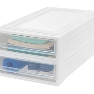 BC-UB Under Bed Box Chest Drawer, White, 2 Pack, 27 Quart