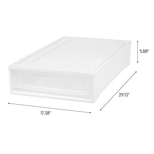 BC-UB Under Bed Box Chest Drawer, White, 2 Pack, 27 Quart