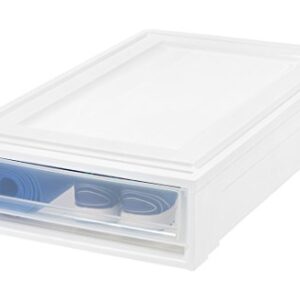 BC-UB Under Bed Box Chest Drawer, White, 2 Pack, 27 Quart