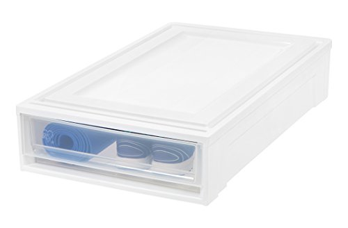 BC-UB Under Bed Box Chest Drawer, White, 2 Pack, 27 Quart