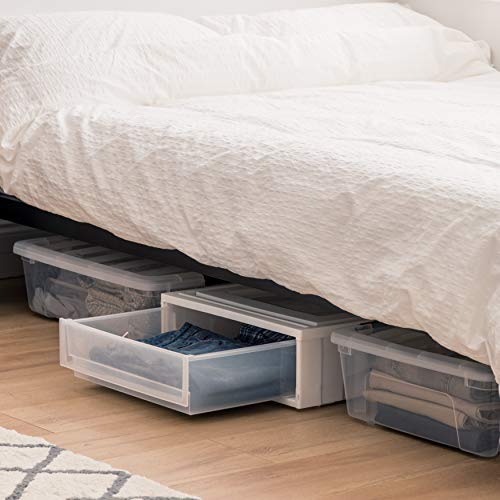 BC-UB Under Bed Box Chest Drawer, White, 2 Pack, 27 Quart