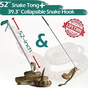 ic iclover 52 inch snake tong + 39.3 inch snake hook, upgrade extra long professional grabber & collapsible snake hook, best tool set for moving rattle snake corn snake kingsnakes lizard reptiles