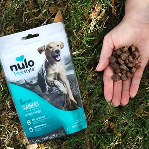 Nulo Puppy & Adult Freestyle Trainers Dog Treats: Healthy Gluten Free Low Calorie Grain Free Dog Training Rewards - Salmon Recipe - 4 Oz Bag