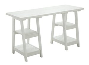 convenience concepts designs2go double trestle desk with shelves, white