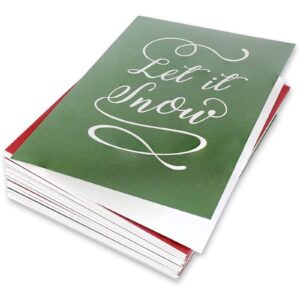 48 Pack of Christmas Winter Holiday Family Greeting Cards - Assorted Christmas Greetings Red Green Design - Boxed with 48 Count White Envelopes Included - 4.5 x 6.25 Inches