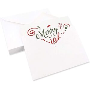 48 Pack of Christmas Winter Holiday Family Greeting Cards - Assorted Christmas Greetings Red Green Design - Boxed with 48 Count White Envelopes Included - 4.5 x 6.25 Inches