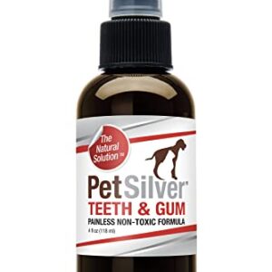 PetSilver Teeth & Gum Spray for Dogs & Cats, Eliminate Bad Breath, Natural Pet Dental Care Solution, Targets Tartar & Plaque, Clean Teeth Without Brushing, Easy to Apply, Chelated Silver, 4 fl oz