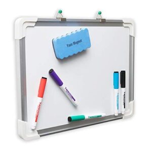 dry erase white board with lap board: hanging writing, drawing & planning small whiteboard for cubicle & wall| 5 magnetic dry erase markers & eraser | easy to clean lapboard for kids, office, school