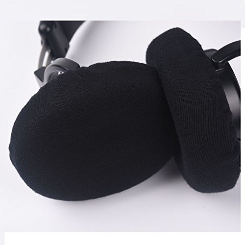 VEKEFF 2 Pairs Black Stretchable Washable Earcup Cover Fabric Headphone Cover for Most On Ear Headphones with 7~8.5cm Earpads