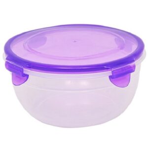 sure fresh round plastic storage bowls with clip-lock lids, 51 oz.